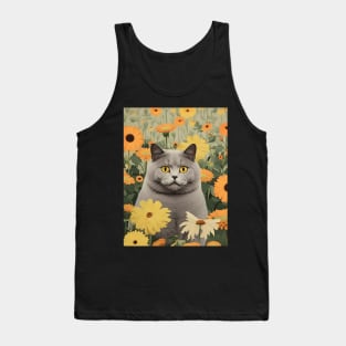 Feline Garden Delight: Cats Amongst a Bouquet of Blooms - Chive Tank Top